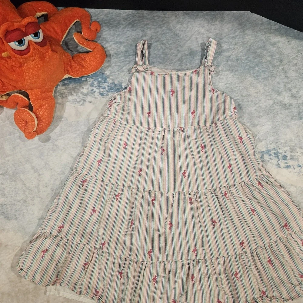 Gymboree Girls Flamingo Stripe Sundress Size 12 Rainbow Summer‎ Dress